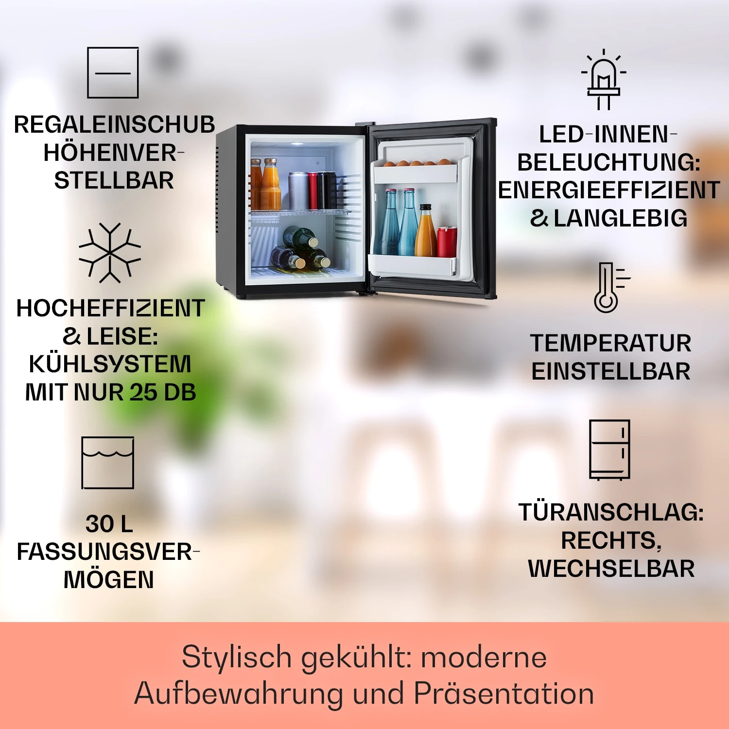 Happy Hour Minibar 5-15°C EEK G 25dB LED-Licht 2 Happy Hour Minibar 5-15°C EEK G 25dB LED-Licht – Bild 2