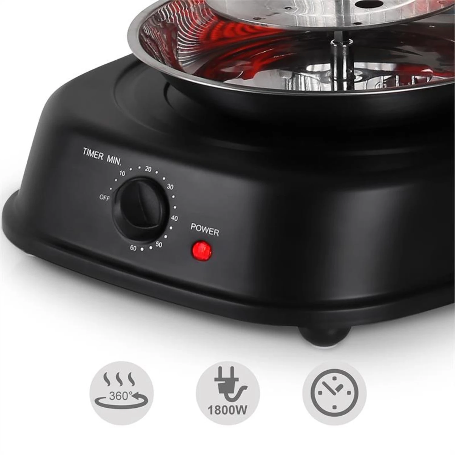 Kebap Master Vertikalgrill 1800W Schwarz Inkl. Spieß Set 2 Kebap Master Vertikalgrill 1800W Schwarz Inkl. Spieß Set – Bild 2