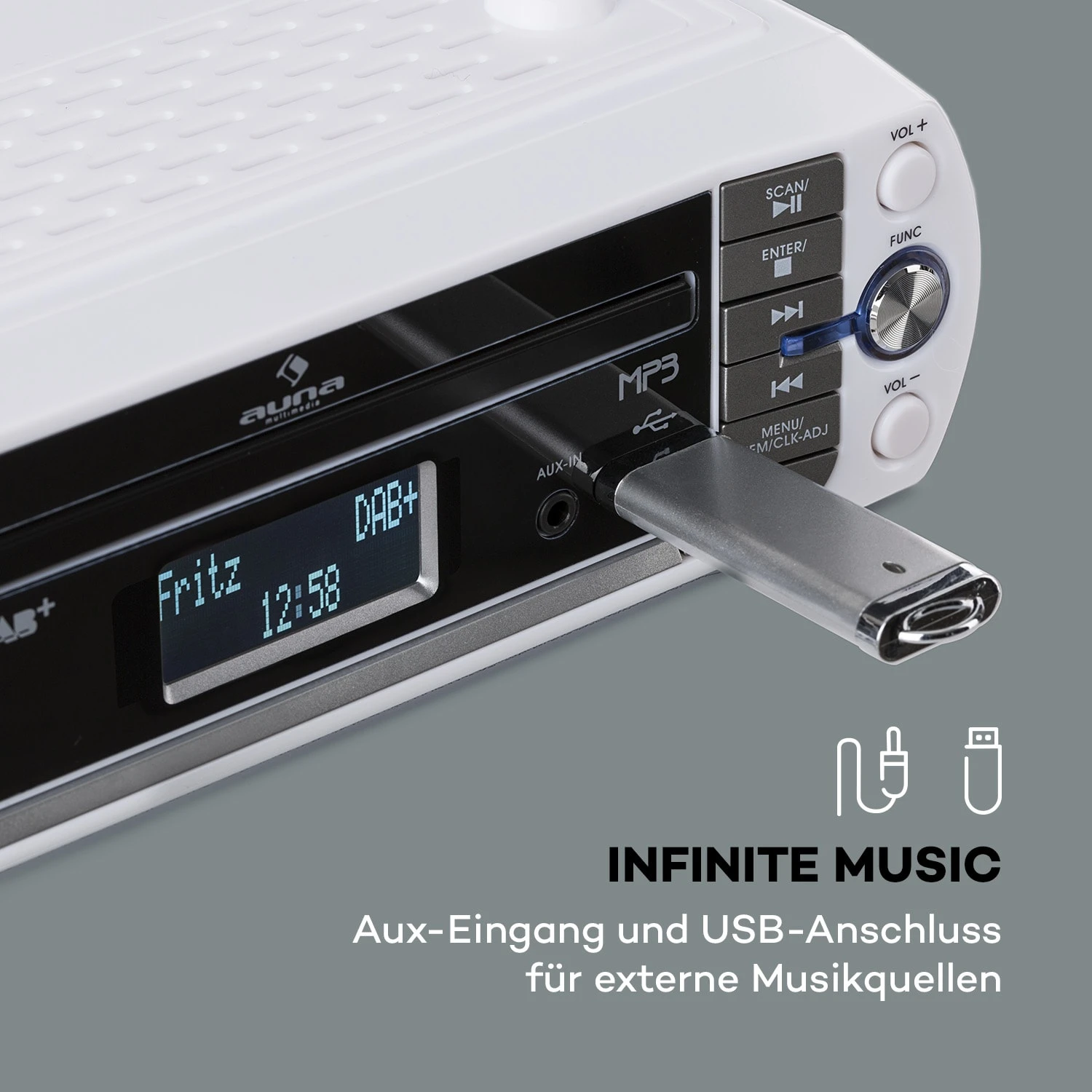KR-400 CD Küchenradio, DAB+/PLL FM, CD/Mp3-Player Silber 6 KR-400 CD Küchenradio, DAB+/PLL FM, CD/Mp3-Player Silber – Bild 6