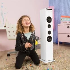 Karaboom CD Karaoke-Anlage Bluetooth MP3 USB-Charger Mikrofon FB Weiß -Innovation Home Appliances Store 10032106 yy 0003 ambient auna Karaboom CD Karaoke Turm weiss