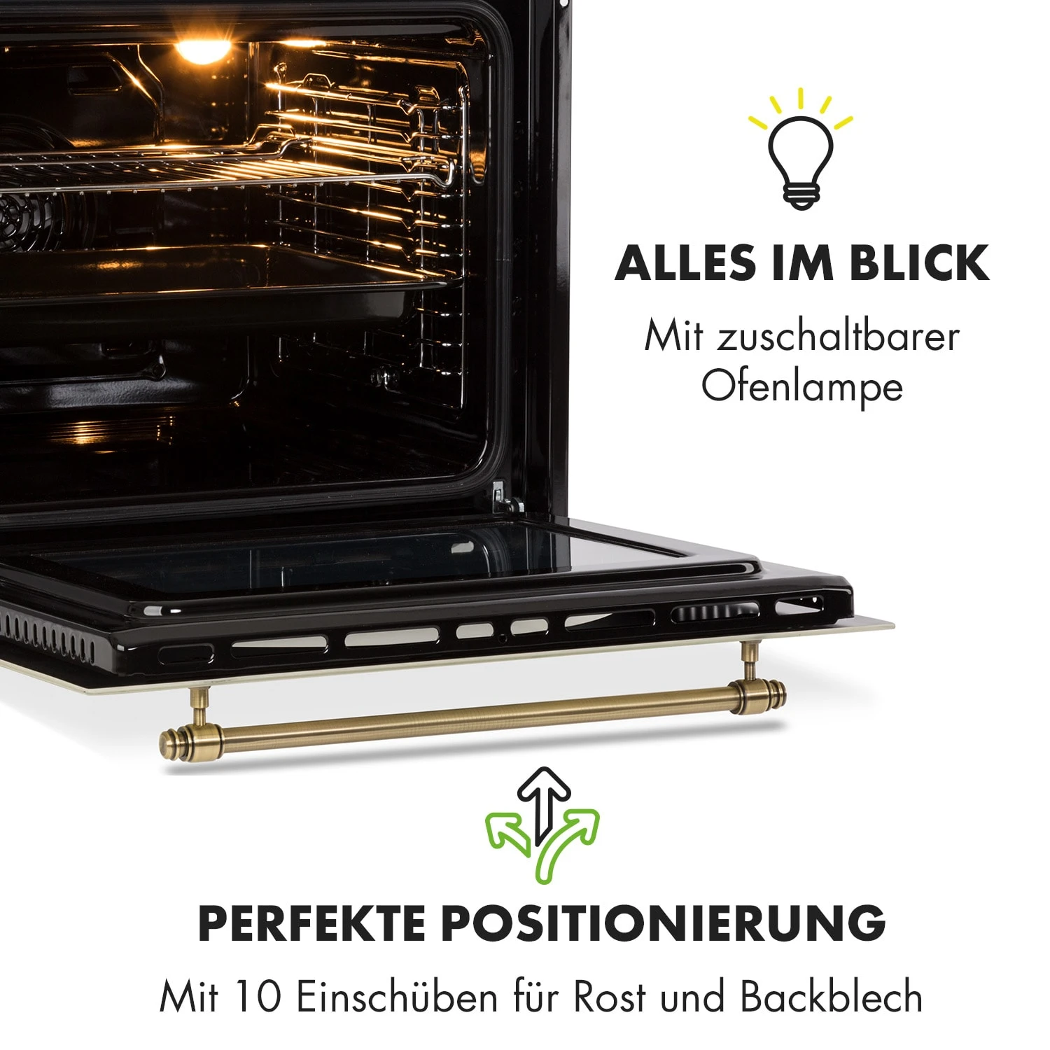 Victoria Einbaubackofen Retro-Design 9 Funktionen 50-250°C Elfenbein 7 Victoria Einbaubackofen Retro-Design 9 Funktionen 50-250°C Elfenbein – Bild 7