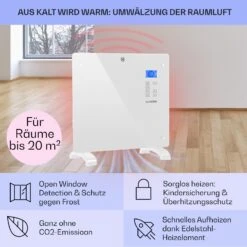 Norderney Konvektions-Heizgerät Thermostat Timer 1000W 20m² Weiß -Innovation Home Appliances Store 10032788 de 0004 usp