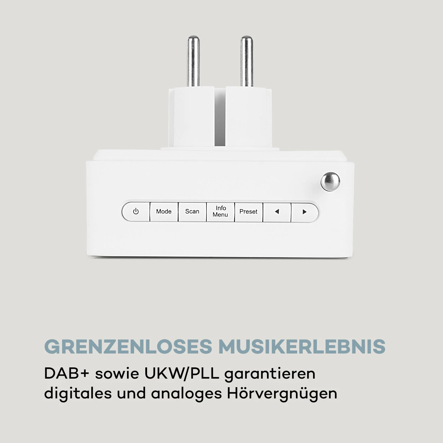 DigiPlug DAB Steckdosen-Radio, DAB+, UKW/PLL, BT, LCD-Display, Weiß 3 DigiPlug DAB Steckdosen-Radio, DAB+, UKW/PLL, BT, LCD-Display, Weiß – Bild 3