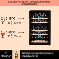 Barossa 40 Duo Weinkühlschrank 2 Zonen 41 Flaschen Glastür Touch LED -Innovation Home Appliances Store 10032924 de 0003 usp