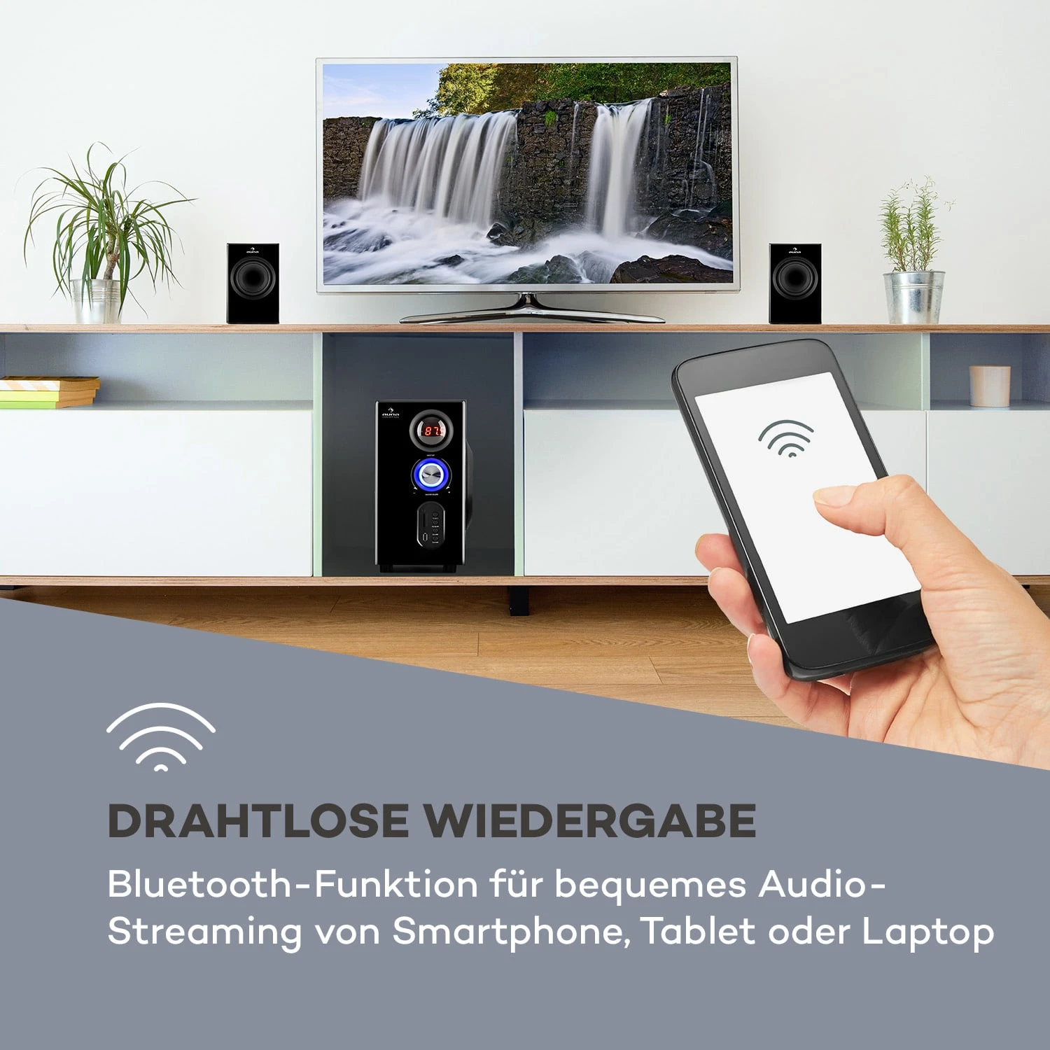 Concept 520 5.1 Lautsprechersystem 75W RMS OneSide Subwoofer BT USB SD 2 Concept 520 5.1 Lautsprechersystem 75W RMS OneSide Subwoofer BT USB SD – Bild 2