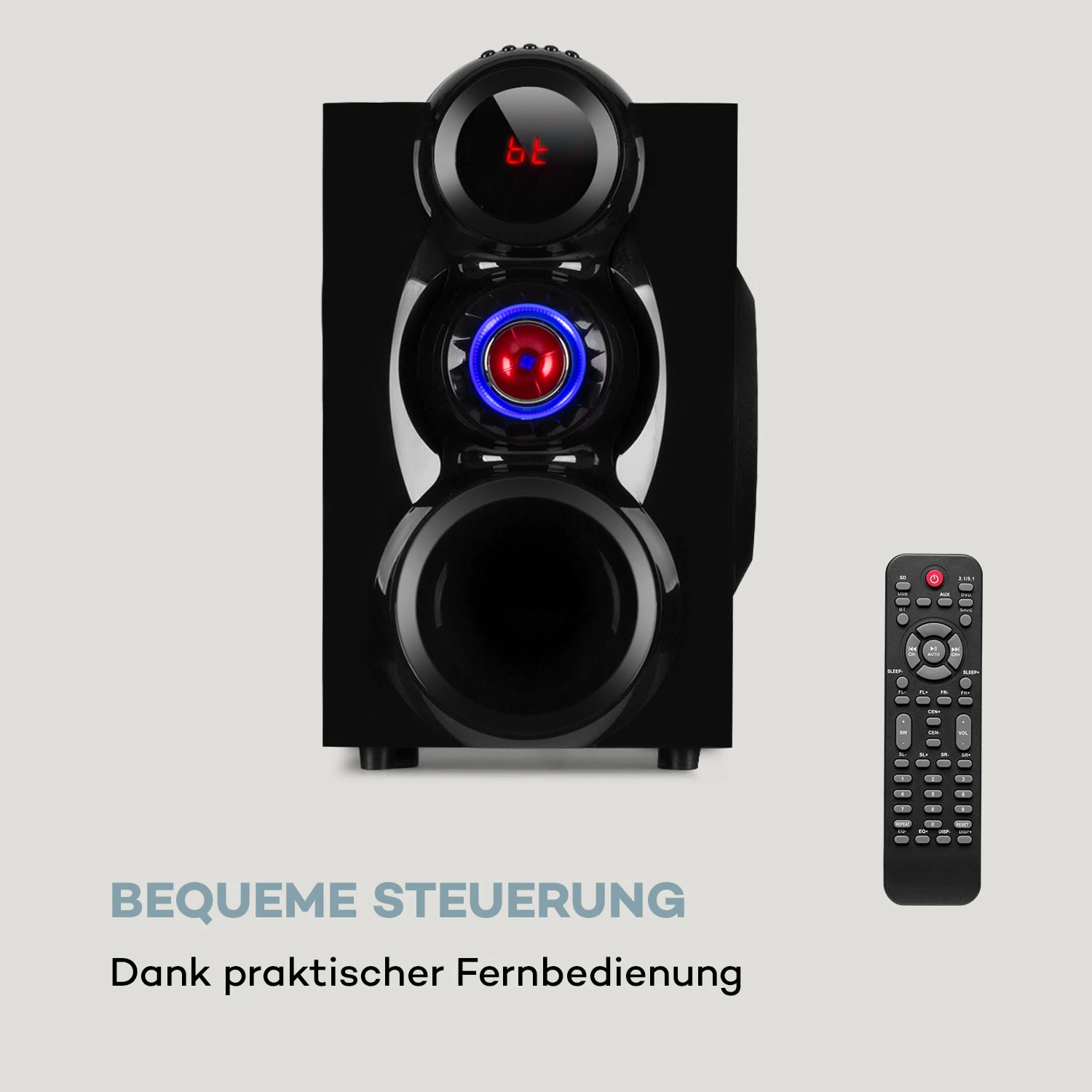 X-Gaming 5.1 Surround-Audiosystem 380Wmax. OneSide Subwoofer BT USB SD 5 X-Gaming 5.1 Surround-Audiosystem 380Wmax. OneSide Subwoofer BT USB SD – Bild 5