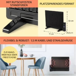 Wallander Ölradiator 600W Thermostat Ölheizung Ultraflach Schwarz -Innovation Home Appliances Store 10033099 de 0006 usp