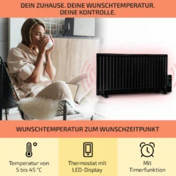 Wallander Ölradiator 1000W Thermostat Ölheizung Ultraflach Schwarz -Innovation Home Appliances Store 10033103 de 0003 usp