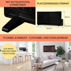 Wallander Ölradiator 1000W Thermostat Ölheizung Ultraflach Schwarz -Innovation Home Appliances Store 10033103 de 0006 usp