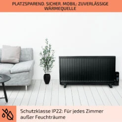 Wallander Ölradiator 1000W Thermostat Ölheizung Ultraflach Schwarz -Innovation Home Appliances Store 10033103 de 0007 usp