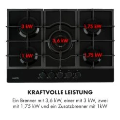 Ignito 5 Zonen Gaskochfeld 5-flammig Sabaf-Brenner Glaskeramik Schwarz -Innovation Home Appliances Store 10033133 de 0007 logo