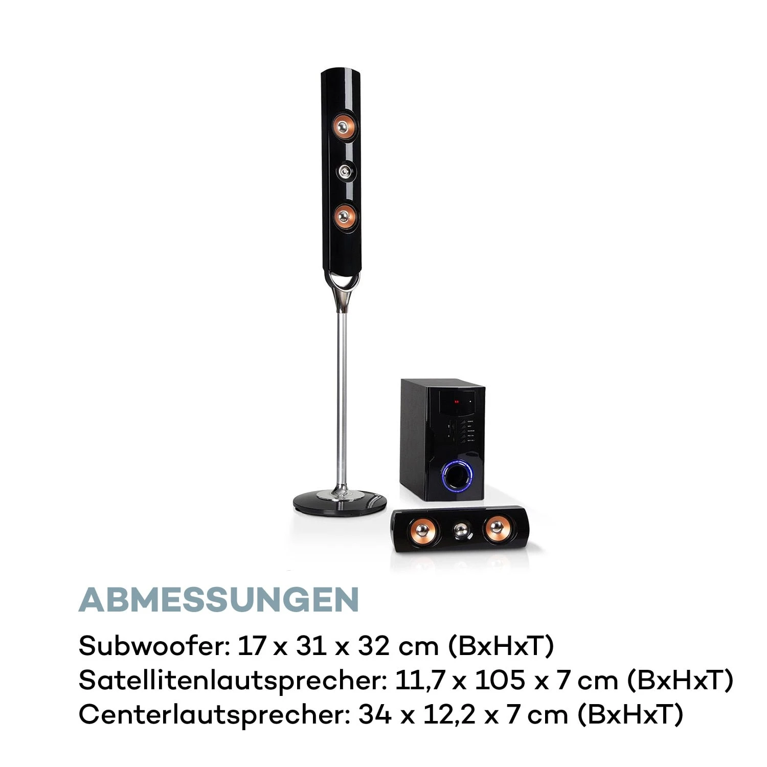 Areal Nobility 5.1-Surround-System 120W RMS BT USB AUX Fernbedienung 8 Areal Nobility 5.1-Surround-System 120W RMS BT USB AUX Fernbedienung – Bild 8