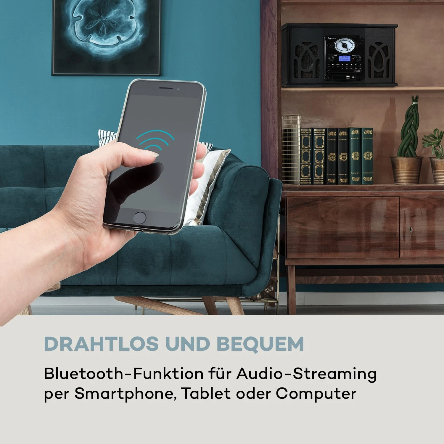 NR-620 DAB Stereoanlage Holz Plattenspieler DAB+ CD-Player Schwarz 4 NR-620 DAB Stereoanlage Holz Plattenspieler DAB+ CD-Player Schwarz – Bild 4