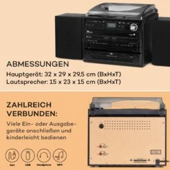 388-DAB+ Stereoanlage 20W Max. Vinyl CD Kassette BT FM/DAB+ USB -Innovation Home Appliances Store 10034091 de 0006 usp