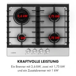 Ignito 4 Zonen Gaskochfeld 4-flammig Sabaf-Brenner Edelstahl Silber -Innovation Home Appliances Store 10034110 de 0006 logo