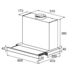 Mariana 60 Flachschirmhaube 500 M³/h Abluft LED Weiß -Innovation Home Appliances Store 10034115 yy 0009 dimensions