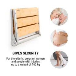 Arielle Deluxe Duschsitz Bambus Aluminium Klappbar 160 Kg Max. Holz -Innovation Home Appliances Store 10034210 yy 0003 logo oneConcept Arielle Deluxe Duschsitz Bambus