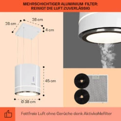 Tron Ambience Inselabzugshaube Ø38cm Umluft 540m³/h LED Weiß -Innovation Home Appliances Store 10034214 de 0005 usp