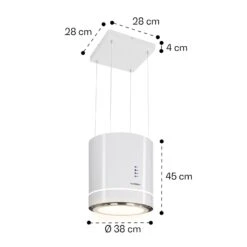 Tron Ambience Inselabzugshaube Ø38cm Umluft 540m³/h LED Weiß -Innovation Home Appliances Store 10034214 yy 0011 dimensions