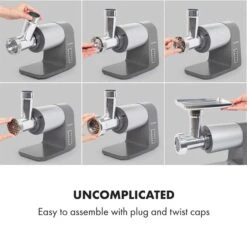 Mett Max Elektrischer Fleischwolf 600W Kupfermotor Aluminium -Innovation Home Appliances Store 10034244 yy 0003 logo Klarstein Mett Max elektrischer Fleischwolf grau