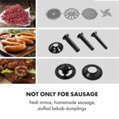 Mett Max Elektrischer Fleischwolf 600W Kupfermotor Aluminium -Innovation Home Appliances Store 10034244 yy 0004 logo Klarstein Mett Max elektrischer Fleischwolf grau