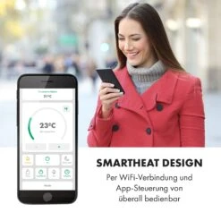 Bornholm Smart Konvektions-Heizgerät | 2000 W | SmartHeat Design: WiFi-Verbindung | LED-Display | 24-h-Timer | 2 Heizstufen: 1000 / 2000 W | IP24: Spritzwassergeschützt | Fernbedienung | Standgerät -Innovation Home Appliances Store 10034391 de 0008 logo