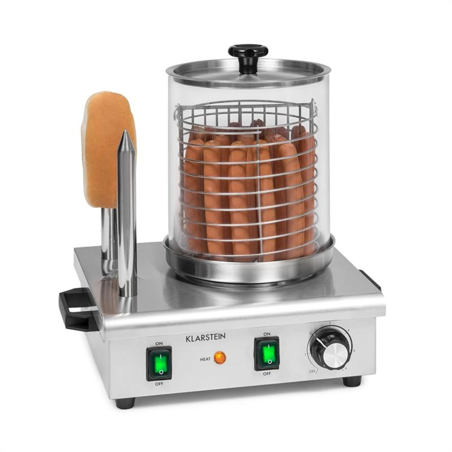 Wurstfabrik Pro 550 Hot Dog Maker 550W 2 Spieße 5L 30-100°C Edelstahl