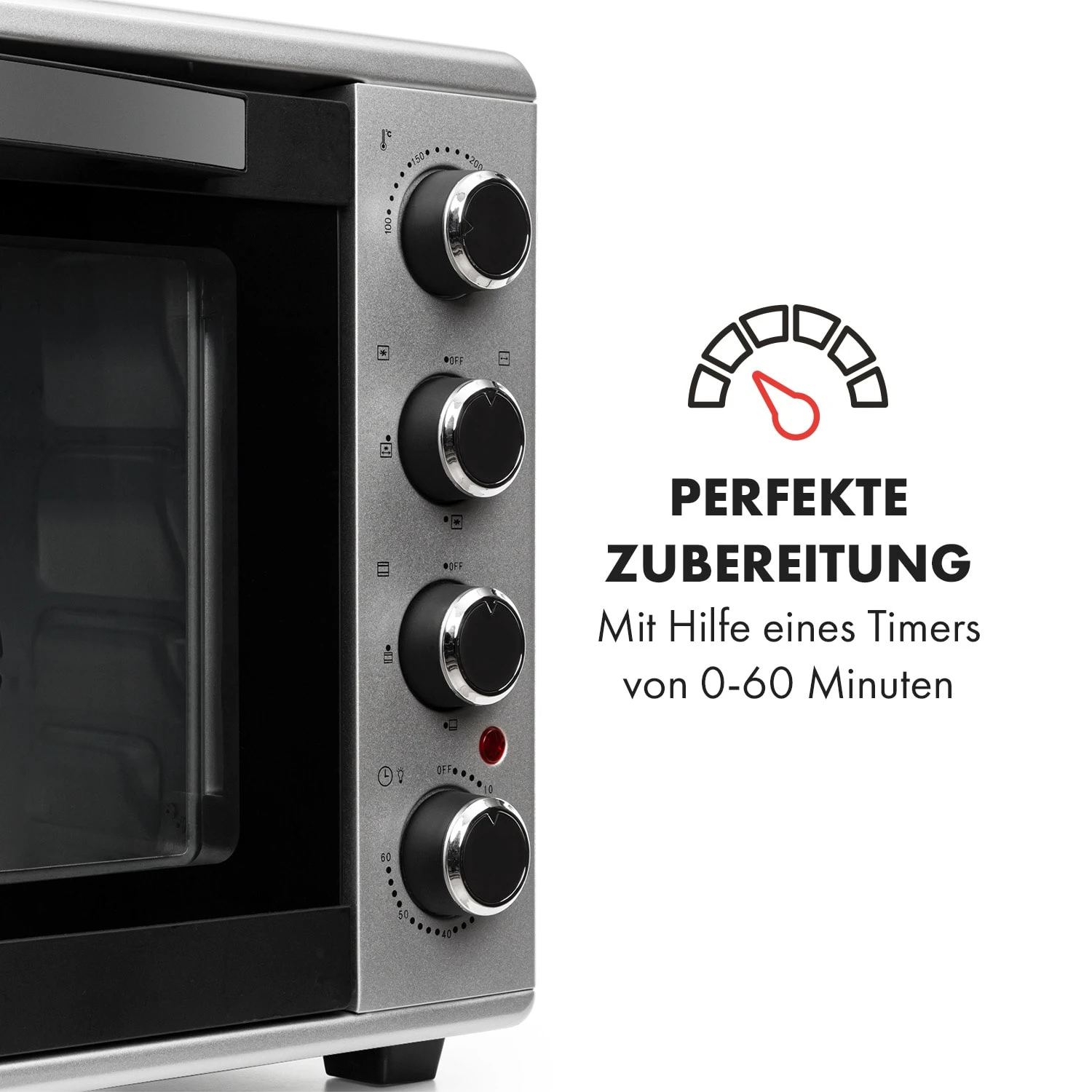 Masterchef 45 Mini-Backofen 45l 2000W 100-230 °C Timer Silber 5 Masterchef 45 Mini-Backofen 45l 2000W 100-230 °C Timer Silber – Bild 5