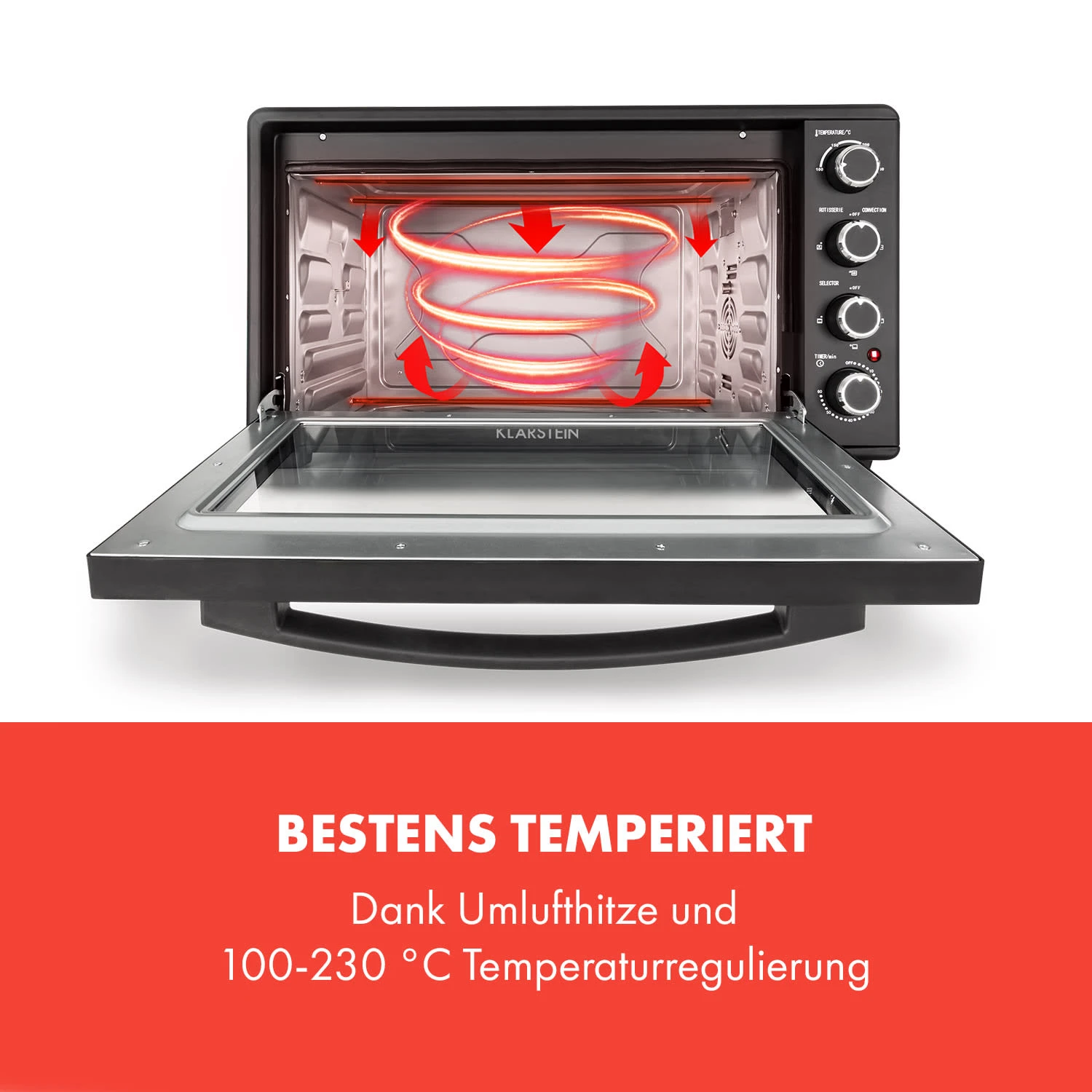 Masterchef 60 Mini-Backofen 60l 2000W 100-230 °C Timer Schwarz 3 Masterchef 60 Mini-Backofen 60l 2000W 100-230 °C Timer Schwarz – Bild 3