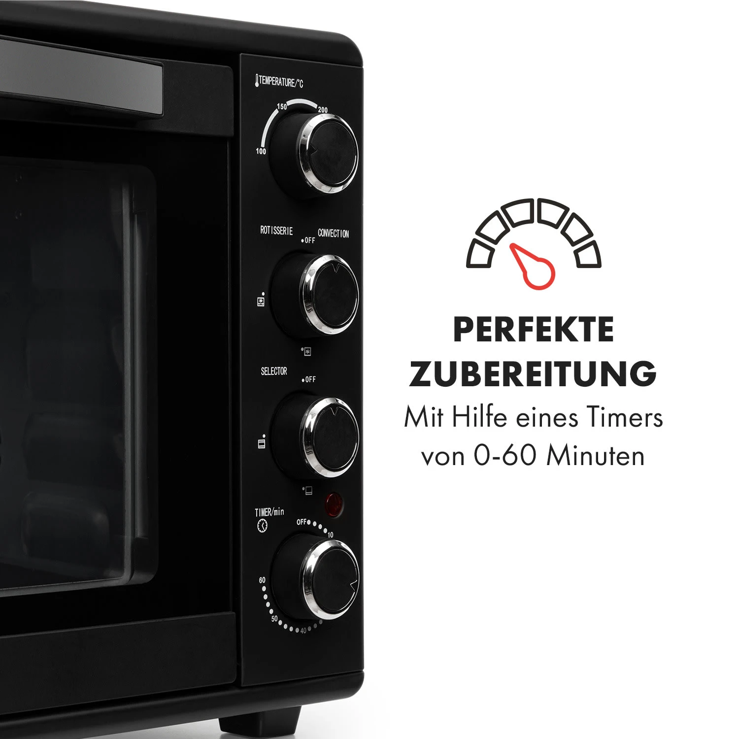Masterchef 60 Mini-Backofen 60l 2000W 100-230 °C Timer Schwarz 5 Masterchef 60 Mini-Backofen 60l 2000W 100-230 °C Timer Schwarz – Bild 5