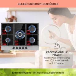 Alchemist 5 Zonen Gaskochfeld Aluminium-Brenner Glaskeramik Schwarz -Innovation Home Appliances Store 10034970 de 0003 usp