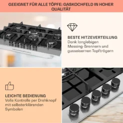 Alchemist 5 Zonen Gaskochfeld Aluminium-Brenner Glaskeramik Schwarz -Innovation Home Appliances Store 10034970 de 0004 usp