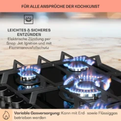 Alchemist 5 Zonen Gaskochfeld Aluminium-Brenner Glaskeramik Schwarz -Innovation Home Appliances Store 10034970 de 0005 usp