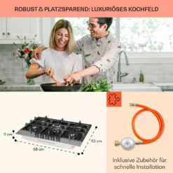 Alchemist 5 Zonen Gaskochfeld Aluminium-Brenner Glaskeramik Schwarz -Innovation Home Appliances Store 10034970 de 0006 usp