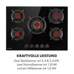 Goldflame 5 Gaskochfeld 5-flammig Messing-Brenner Glaskeramik Schwarz -Innovation Home Appliances Store 10034973 de 0006 logo