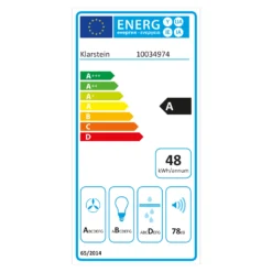 Valeria Inselhaube 90cm 650m³/h Touch EEC A LED Glas Edelstahl -Innovation Home Appliances Store 10034974 energy label