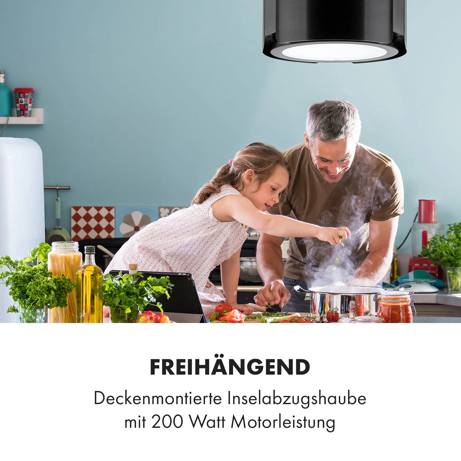 Skyfall Smart Inselabzugshaube Ø45cm Umluft 402m³/h LED 2 Skyfall Smart Inselabzugshaube Ø45cm Umluft 402m³/h LED – Bild 2