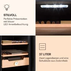 Klarstein El Presidente 37 Zigarren-Humidor 37L 2 Einschübe 1 Fach Zedernholz -Innovation Home Appliances Store 10036101 de 0006 logo