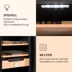 Klarstein El Presidente 48 Zigarren-Humidor 48L 3 Einschübe 1 Fach Zedernholz -Innovation Home Appliances Store 10036103 de 0006 logo