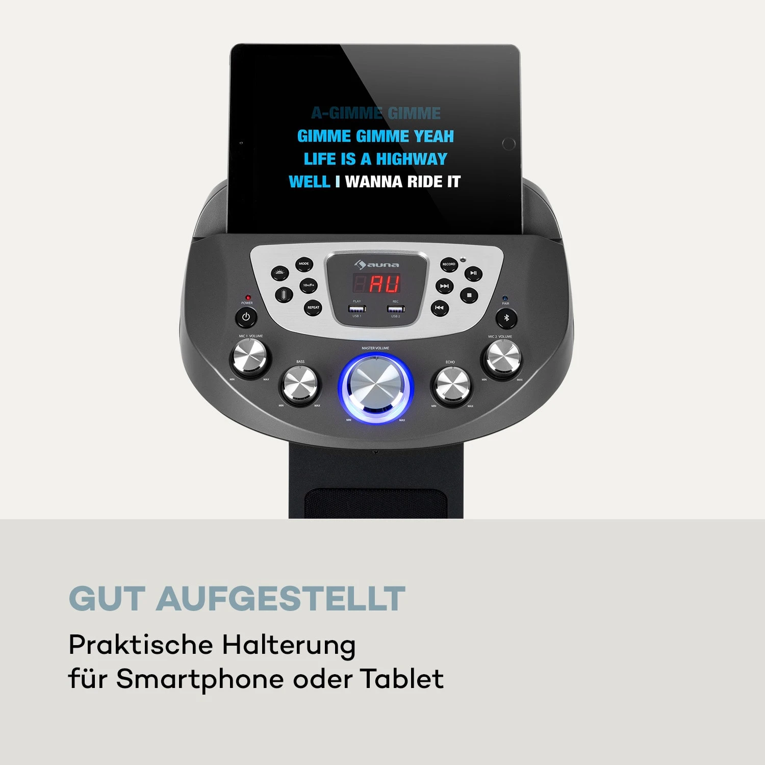 KaraBig LightUp MKII Karaokeanlage BT 2xMikro Multicolor 2xUSB 40W RMS 480W Peak 8 KaraBig LightUp MKII Karaokeanlage BT 2xMikro Multicolor 2xUSB 40W RMS 480W Peak – Bild 8