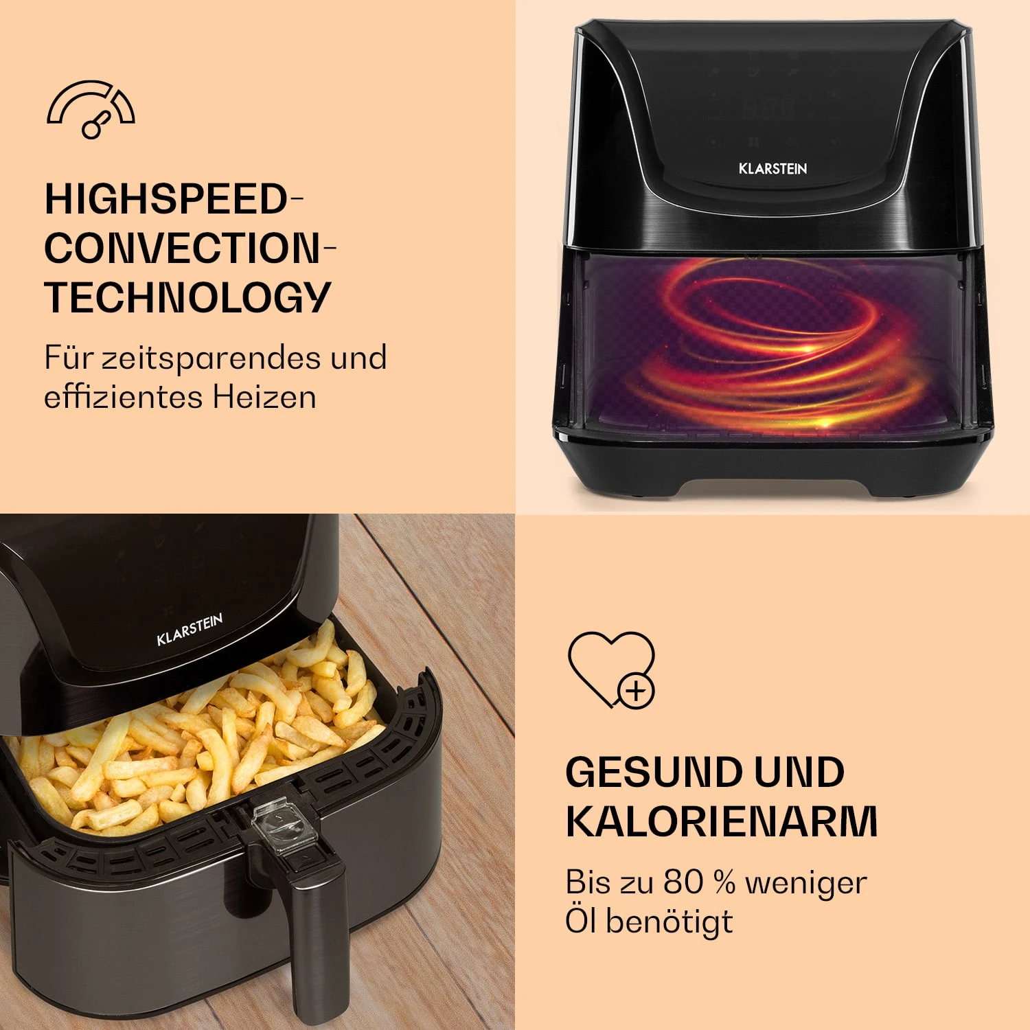 AeroVital Deluxe Heißluftfritteuse 1700W 5,4 Liter Edelstahl 5 AeroVital Deluxe Heißluftfritteuse 1700W 5,4 Liter Edelstahl – Bild 5