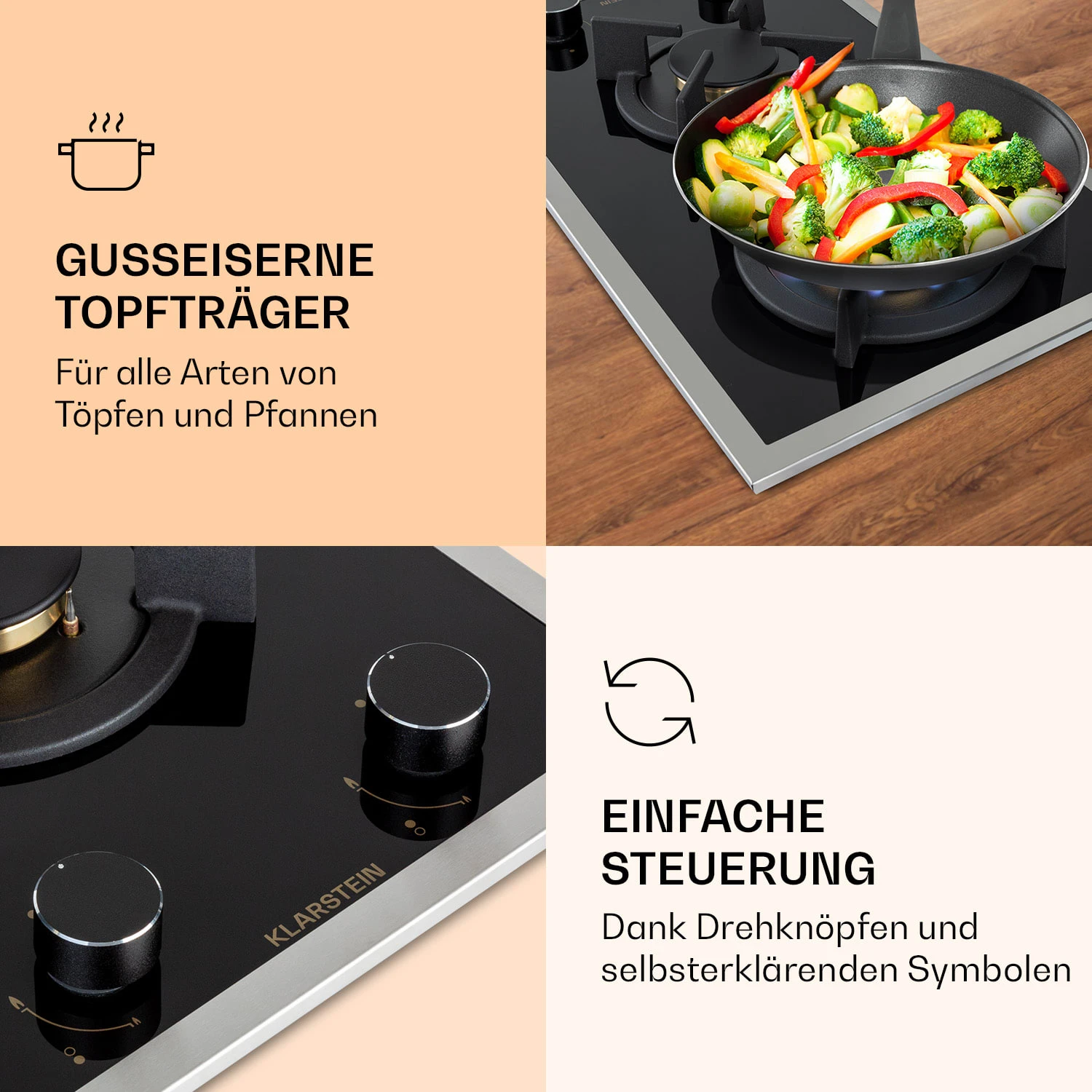 Goldflame Domino Prime Gaskochfeld 2-flammig Messing-Brenner Glaskeramik 3 Goldflame Domino Prime Gaskochfeld 2-flammig Messing-Brenner Glaskeramik – Bild 3