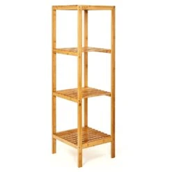Regal Mehrzweckregal 4 Etagen 34x110x33cm (BxHxT) Kombinierbar Bambus
