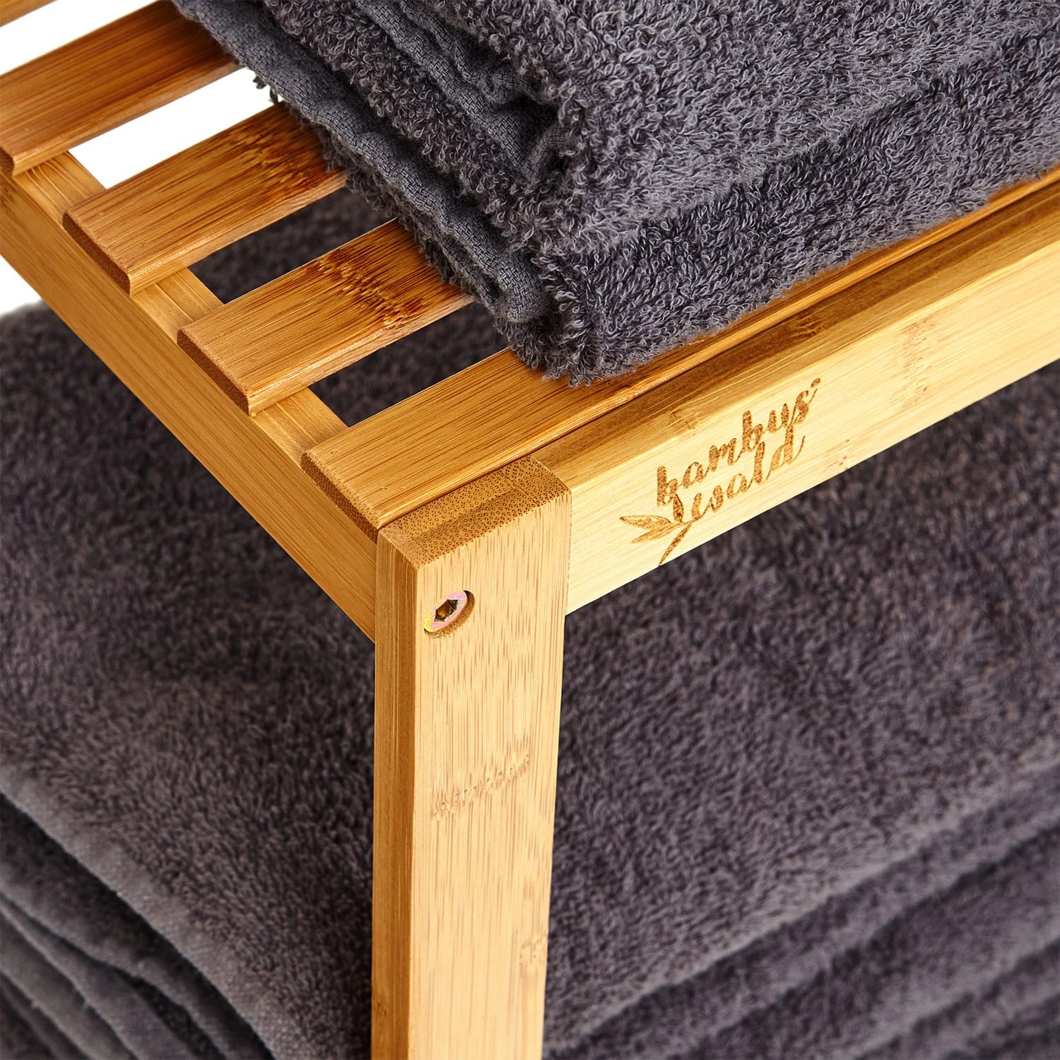 Regal Mehrzweckregal 4 Etagen 34x110x33cm (BxHxT) Kombinierbar Bambus 2 Regal Mehrzweckregal 4 Etagen 34x110x33cm (BxHxT) Kombinierbar Bambus – Bild 2