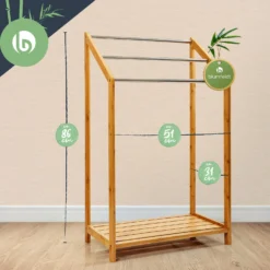 Handtuchhalter 3-fache Metallstreben 51x86x31cm Stufenenoptik Bambus -Innovation Home Appliances Store 10038104 yy 0007 logo