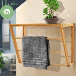 Wandregal Bad 3 Handtuchstangen Ablagefläche Oben 42x30x20cm Bambus -Innovation Home Appliances Store 10038143 yy 0003 logo
