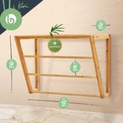 Wandregal Bad 3 Handtuchstangen Ablagefläche Oben 42x30x20cm Bambus -Innovation Home Appliances Store 10038143 yy 0007 logo