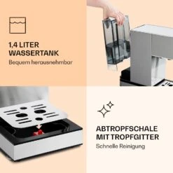 Pausa Espressomaker 1350 Watt 20 Bar Druck Wassertank: 1,4 Liter Edelstahl -Innovation Home Appliances Store 10038393 de 0007 logo