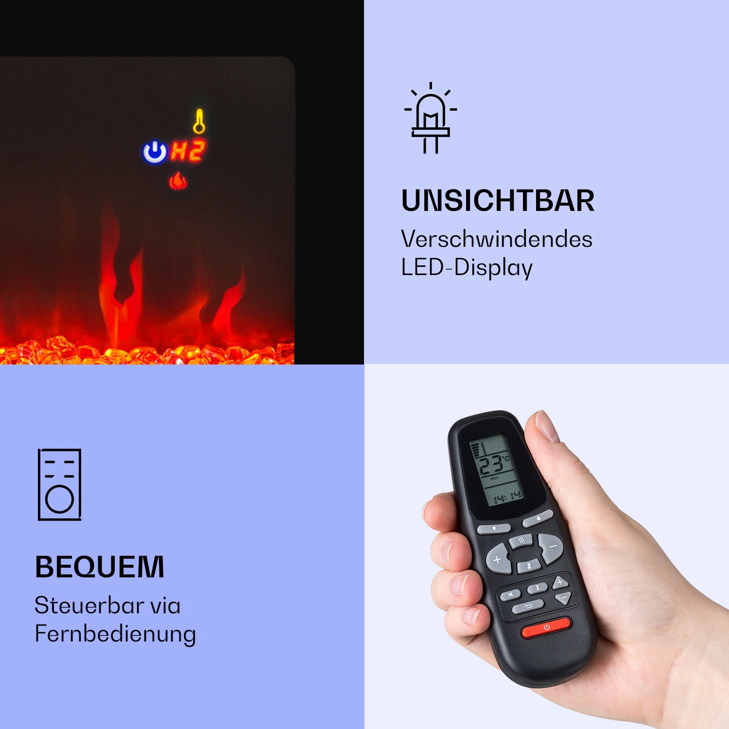 Galeras Elektrischer Wand- Und Einbaukamin 1800 W LED 3 Farben Timer 6 Galeras Elektrischer Wand- Und Einbaukamin 1800 W LED 3 Farben Timer – Bild 6