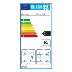 Futurelight Smart Inselabzugshaube Umluft 420m³/h LED Edelstahl -Innovation Home Appliances Store 10038709 energy label